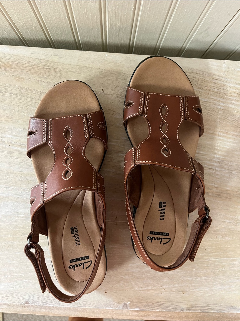 Clarks Tan Leather Slingback Sandals